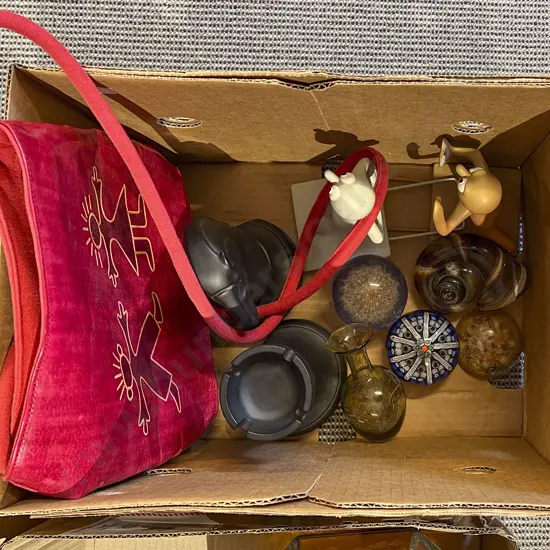 Box Lot of Assorted including Paperweights