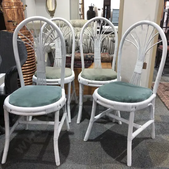Four Painted Cane Dining Chairs
