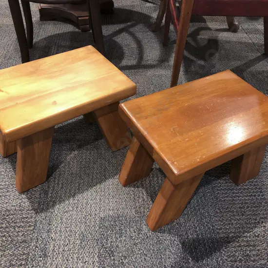 Pair of Low Wooden Stools