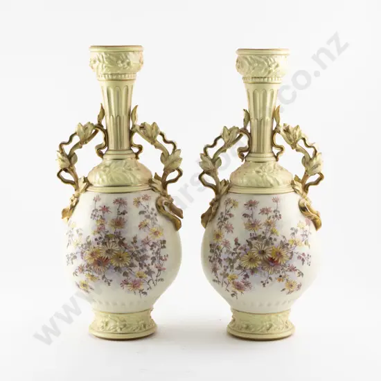Pair Royal Rudolstadt Specimen Bottle Mantel Vases