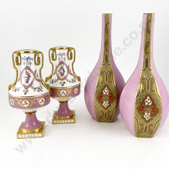 C1920 Pair Minton Specimen Bottle Vases