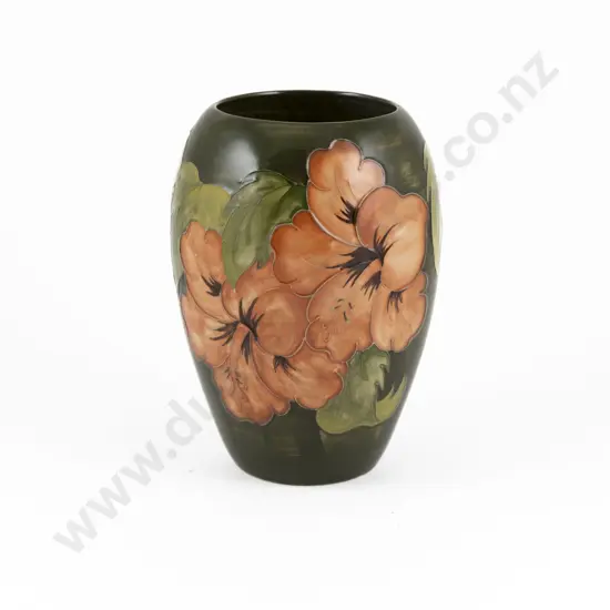 William Moorcroft Coral Hibiscus Pattern Ovoid Vase