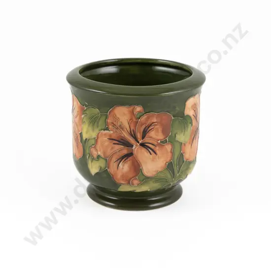 Walter Moorcroft Coral Hibiscus Pattern Planter