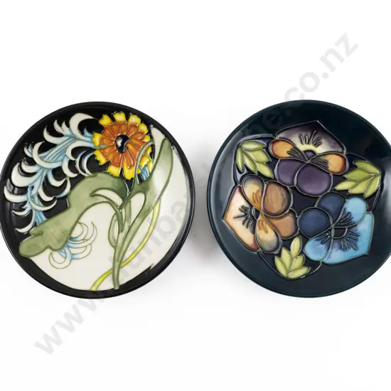 Two Modern Moorcroft Coasters in Plume & Triple Choice Patterns