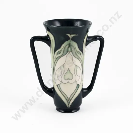 Modern Moorcroft Two Handled Snowdrop Pattern Vase