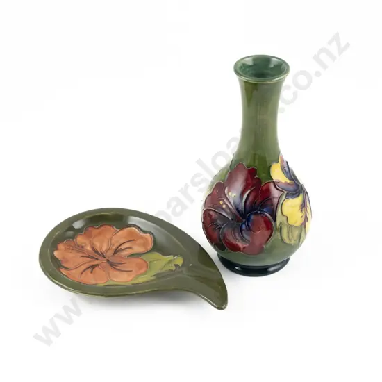 Small Moorcroft Hibiscus Pattern Bottle Vase