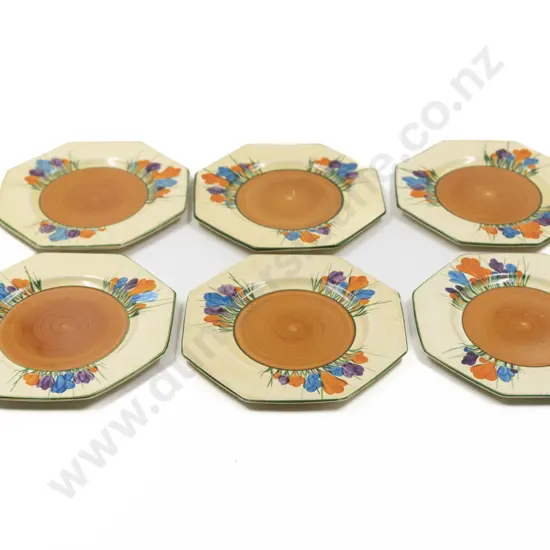 Six Clarice Cliff Bizarre Sandwich Plates