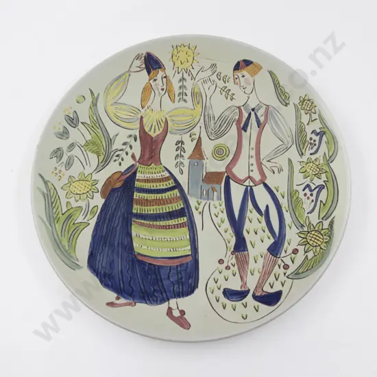 Mid C20th Rörstrand Sweden Hand Painted Charger