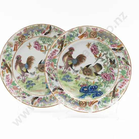 Pair C19th Cantonese Famille Rose Export Ware Plates