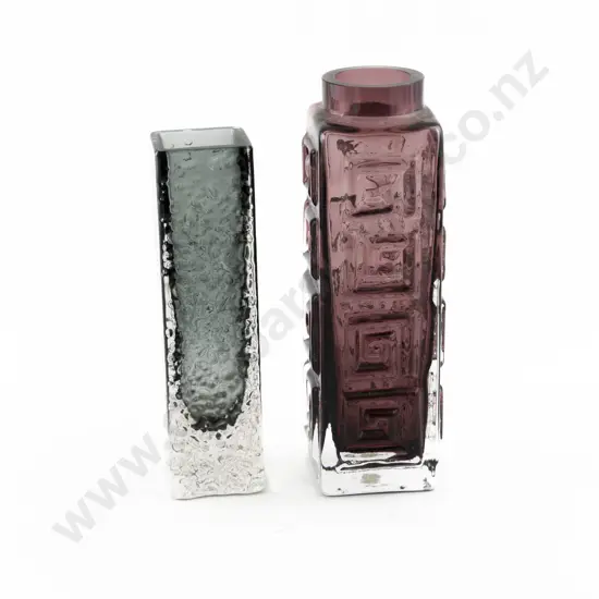 Whitefriars Square Amethyst Greek Key Pattern Vase