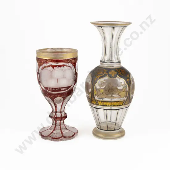 C19th Bohemian Ruby Flashed Goblet
