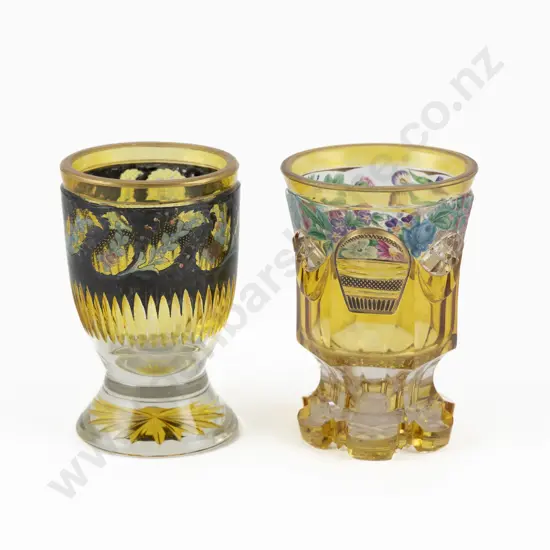 Two C19th Bohemian Amber Glass Beakers