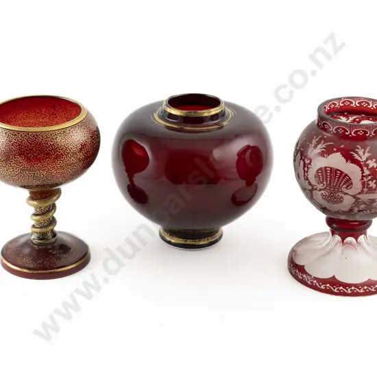 Late C19th Bohemian Ruby & Gilt Goblet