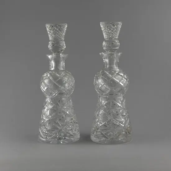 Pair Heavy Crystal Spirit Decanters