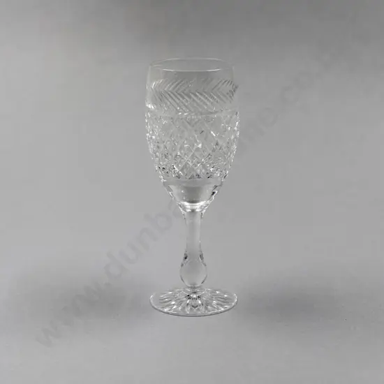 13 Tudor Crystal Holbein Pattern White Wine Glasses