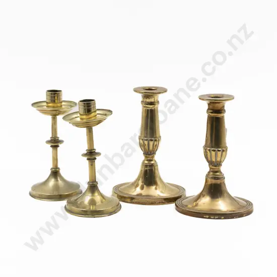 Small Pair Of Regency Brass Candlesticks