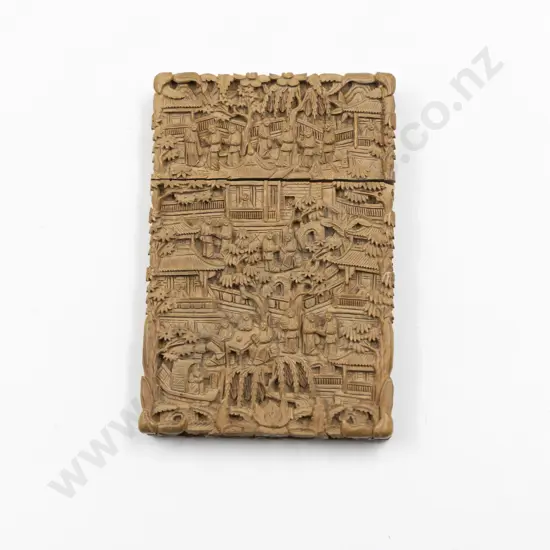 Late C19th Chinese Finely Carved Calling Card Case