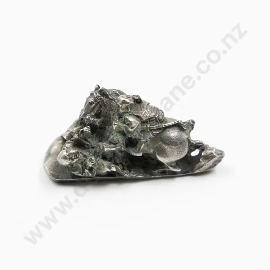 Japanese Plated Netsuke Of A Samurai On Horseback