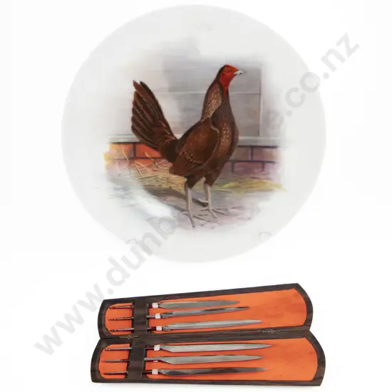 Rosewood Cased Set Of 6 Cock Fighting Spurs