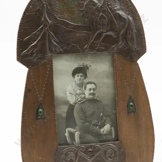 An Art Nouveau Beech & Applied Copper Photograph Frame