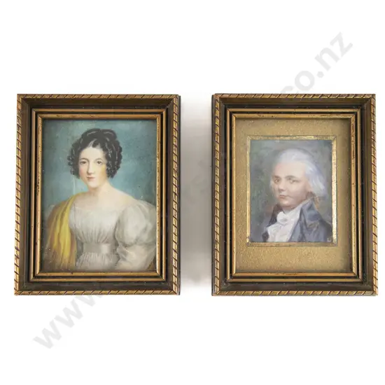 C19th Portrait Miniatures Of A Lady & Gent