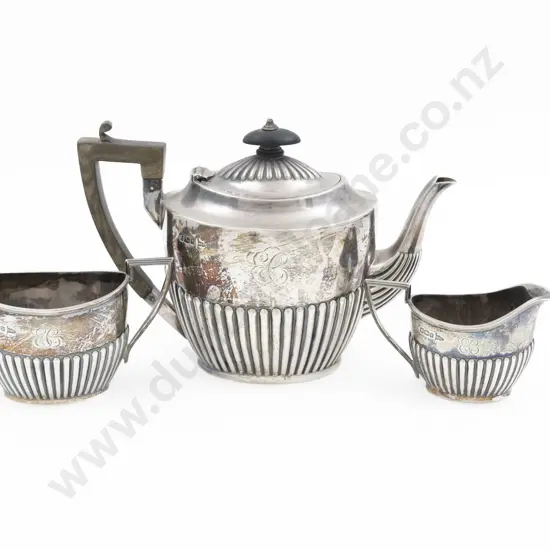 Edw VII S/S 3pce Teaset By Walker & Hall