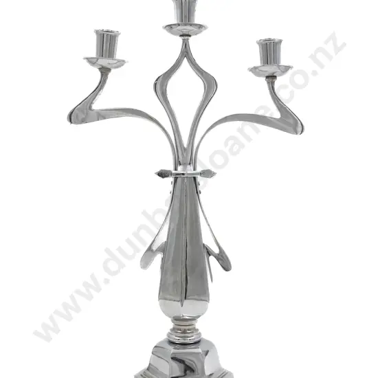 Art Nouveau Chrome Plated Candelabrum