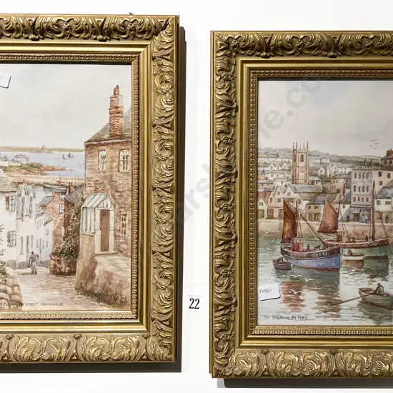 T.H. Victor - Two Gilt Framed Scenic W/Cs