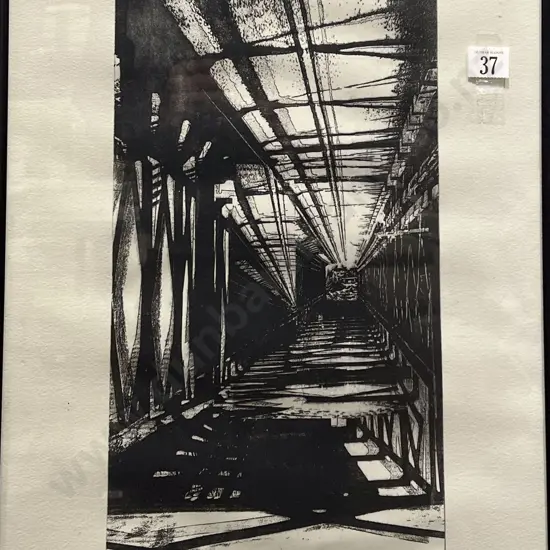 Indistinctly Signed - Railroad Bridge NZ - Print