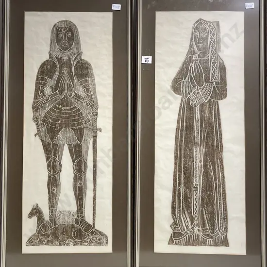 Pair of Framed Brass Rubbings