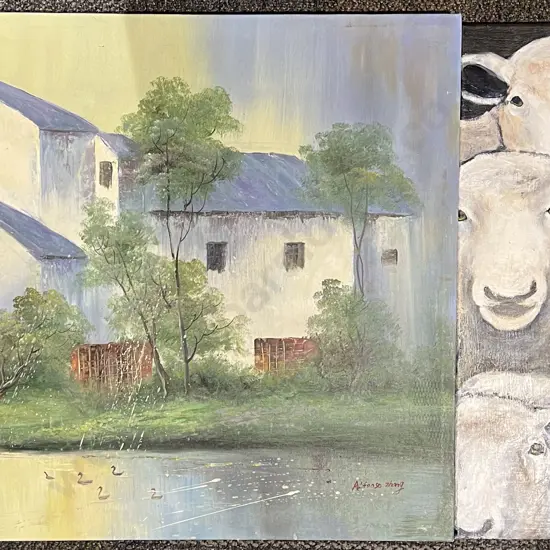 P. Keane - Oil on Canvas Together with Other Canvas Work