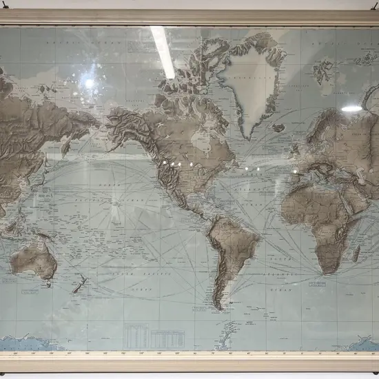 Large Framed Vintage Map