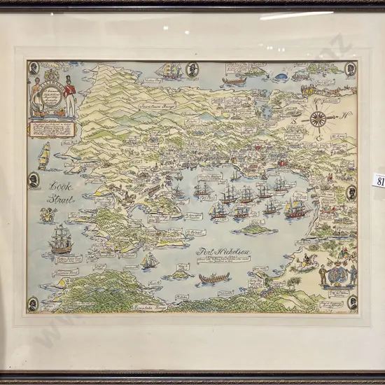 Vintage Coloured Pictorial Map of Wellington