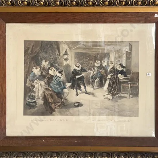 Large Framed Vintage Print "Hamlet"