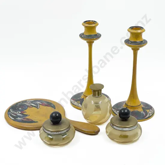 Small Quantity of Hand Painted Woodware and Vanity Pots