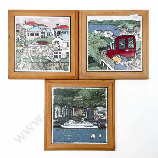 Three Decorative Framed Hanging Tiles