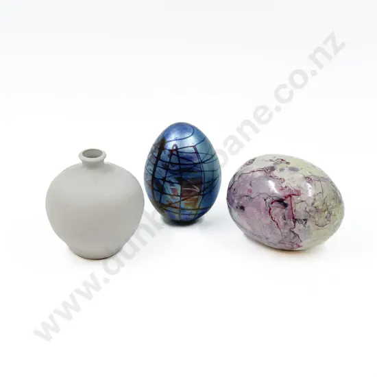 Two Pieces of Pottery Including Patti Meads with Art Glass Paperweight