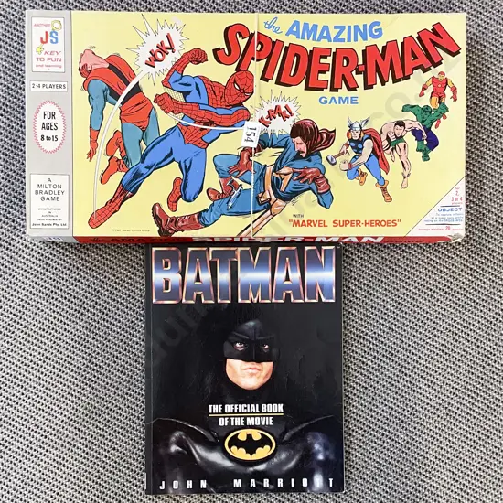 Vintage "The Amazing Spiderman" Board Game with "Batman the Official Book of the Movie"