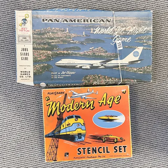 Vintage Pan American Board Game with Stencil Set