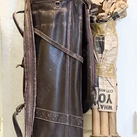 Vintage Golf Clubs in Bag Including Wickets
