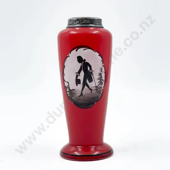 S/S Collared Red Glass Vase