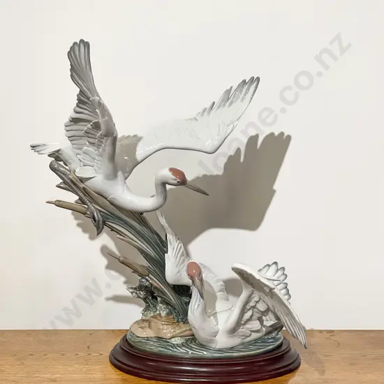 Large Lladro Figure Group of Cranes