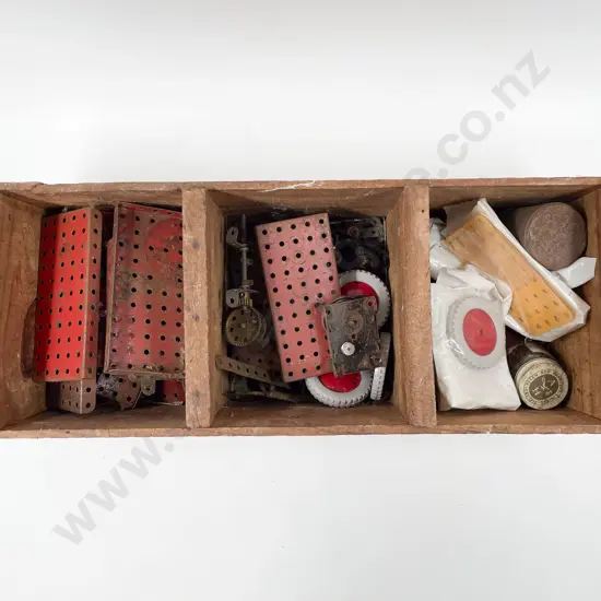 Wooden Crate of Assorted Meccano