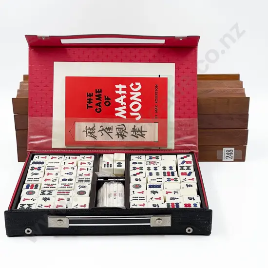Cased Mahjong Set with Four Counter Holders
