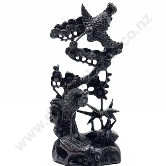 Crane Rosewood Carved Scene