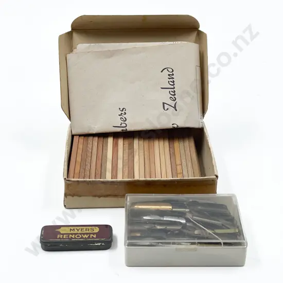 Small Quantity of Assorted Small Fountain Pen Nibs and Small Timber Slides