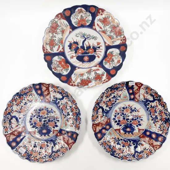 Three Imari Pattern Plates