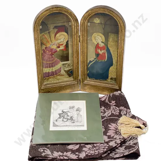 Small Ecclesiastical Table Screen Together with Table Runner and Print