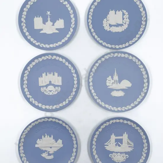 Six Wedgwood Jasper Ware Christmas Plates