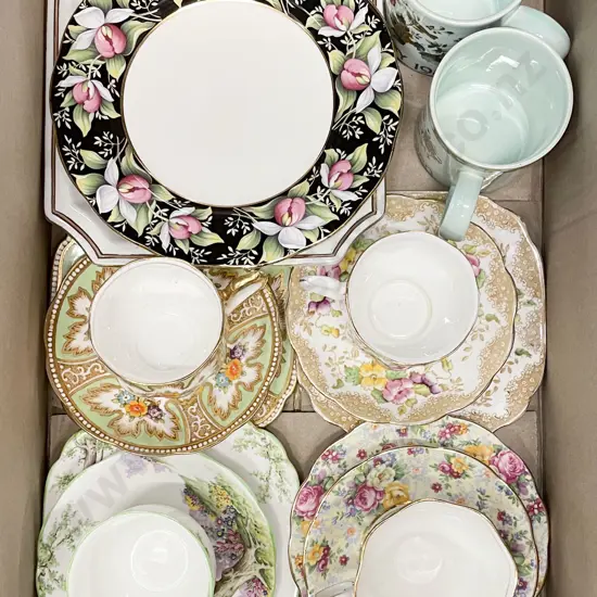 Box of Assorted Including Fancy China Trios